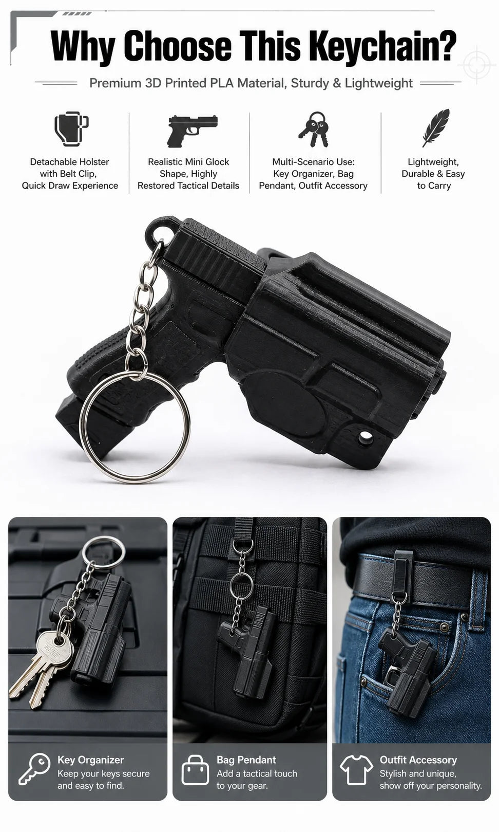 Tactical Pistol Keychain