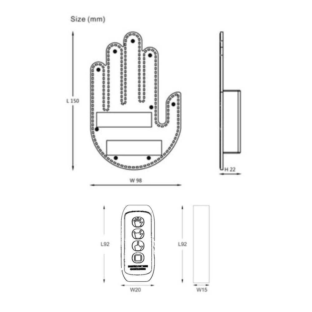 Finger Light LED Car Sign