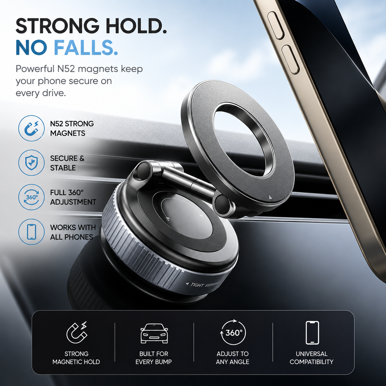 Magnetic Vacuum Phone Holder