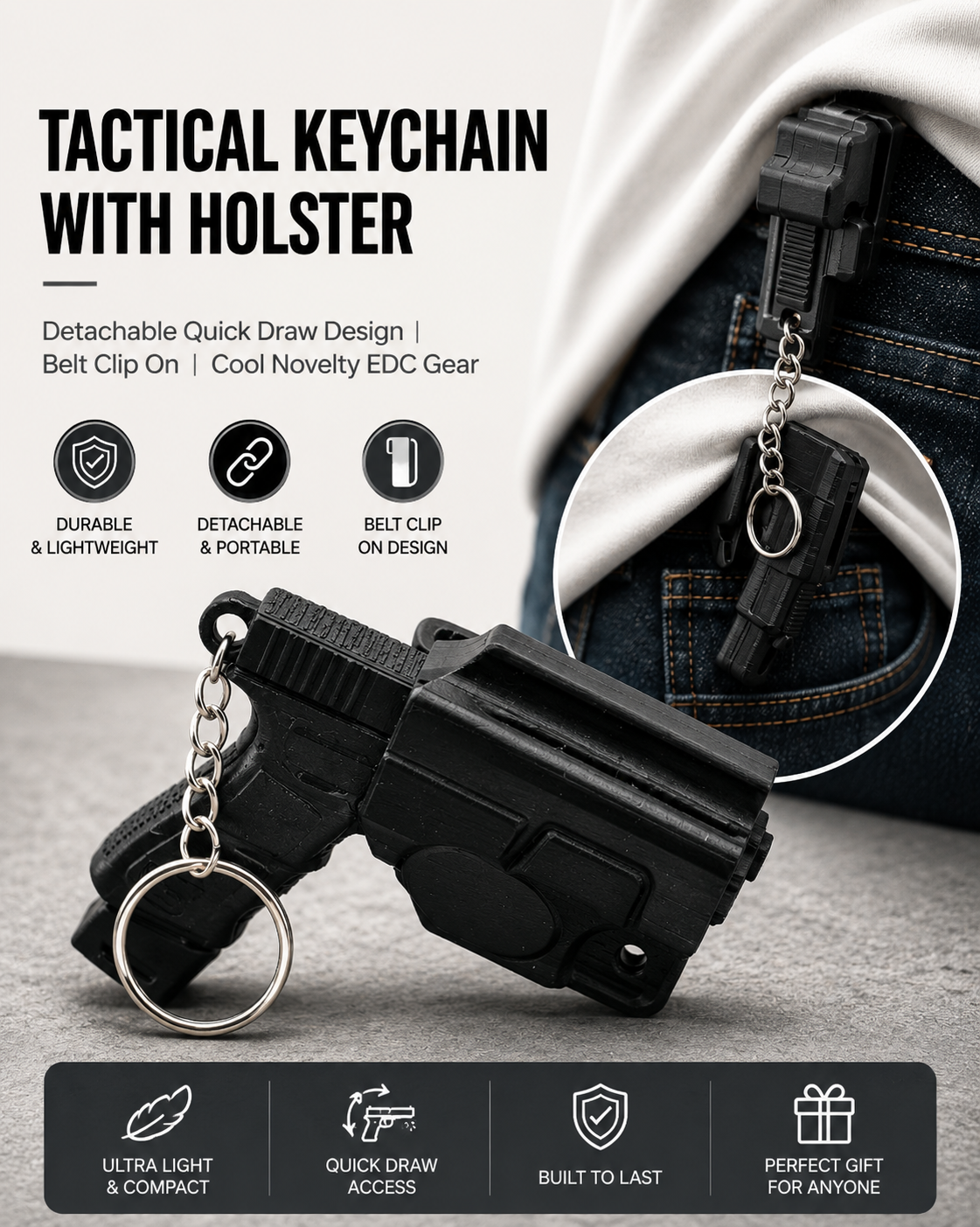 Tactical Pistol Keychain