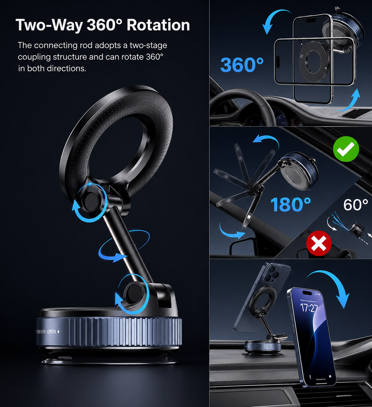 Magnetic Vacuum Phone Holder