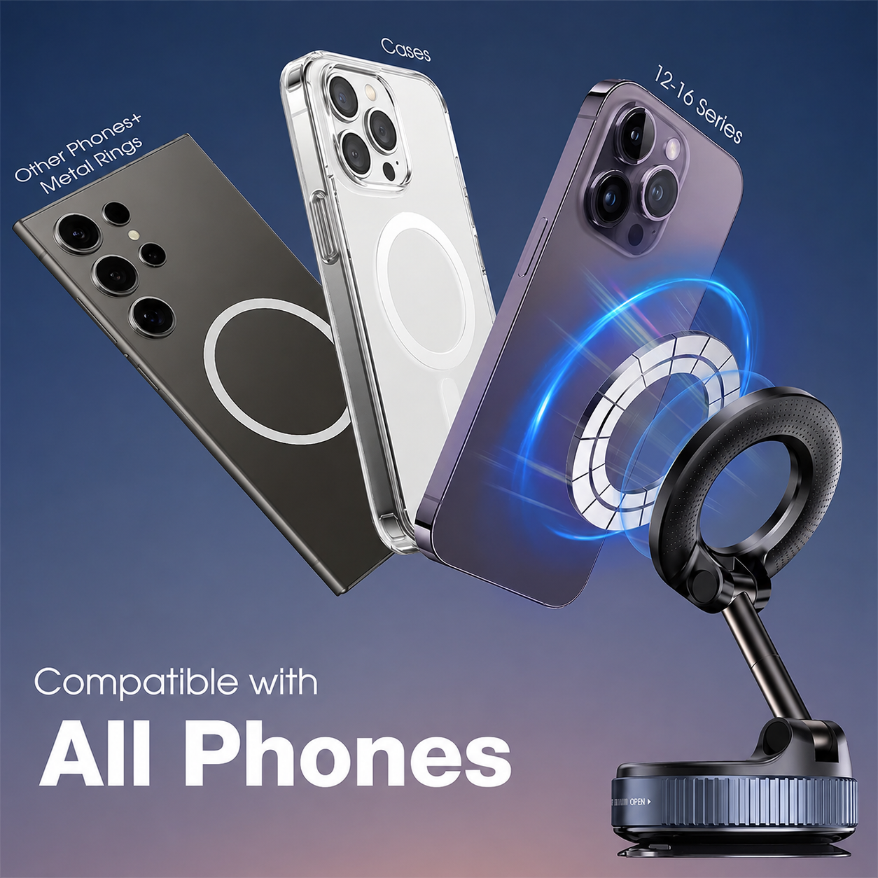 Magnetic Vacuum Phone Holder